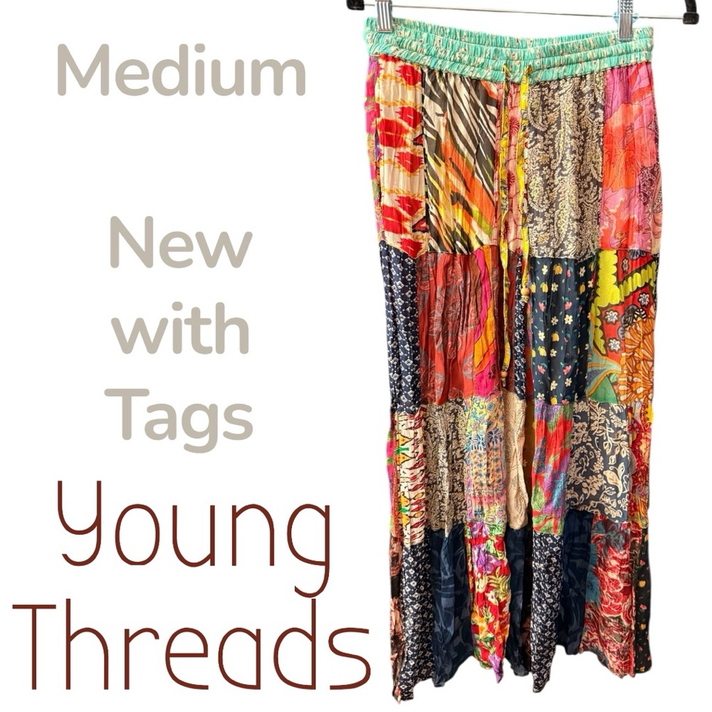 Young Threads Women's Patchwork Wide Leg Pants - … - image 1